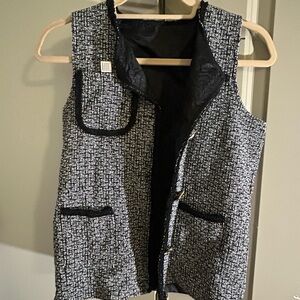 Tweed black and white Custom Button vest